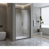 120-130cm Adjustable Wall to Wall Sliding Glass Shower Door in Black - Side View