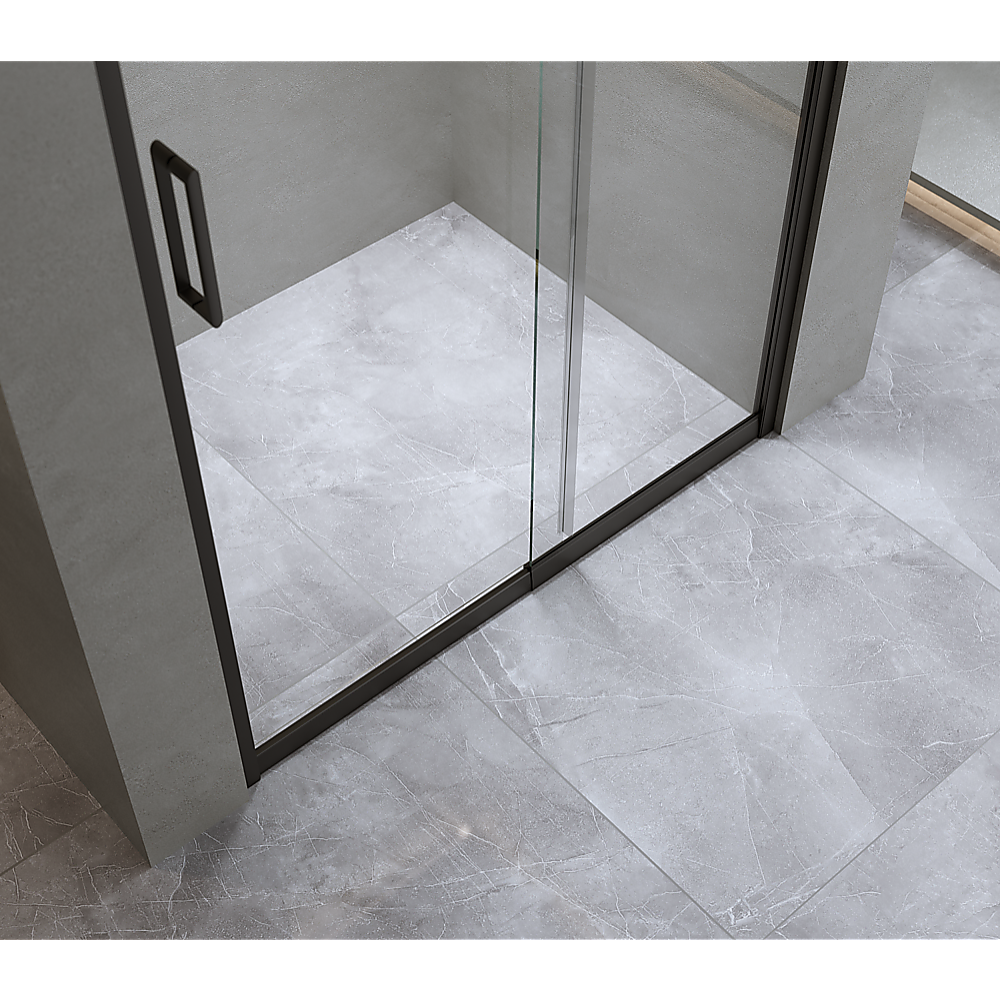 120-130cm Adjustable Wall to Wall Sliding Glass Shower Door in Black