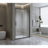 140-150cm Adjustable Wall to Wall Sliding Glass Shower Door in Black
