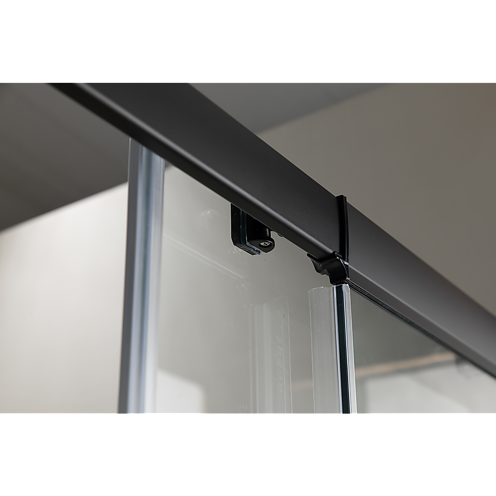 130-140cm Adjustable Wall to Wall Sliding Glass Shower Door in Black