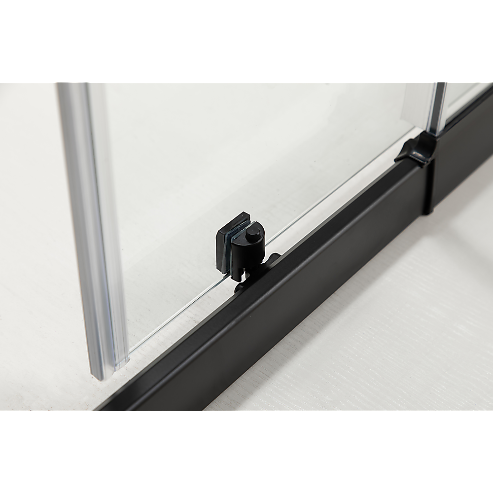 170-185cm Adjustable Wall to Wall Sliding Glass Shower Door in Black