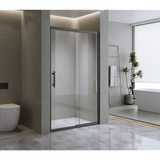 185-200cm Adjustable Wall to Wall Sliding Glass Shower Door in Black