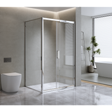 150mm Adjustable (1700x1010mm) Single Door Corner Sliding Glass Shower Screen in Chrome - Side View