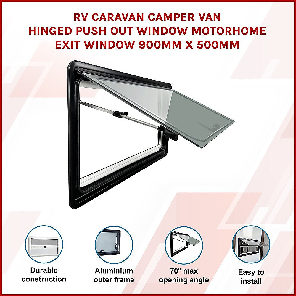 RV Caravan Camper Van Hinged Push Out Window Motorhome Exit Window 900mm x 500mm