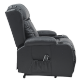 Lift Heated Leather Recliner Electric Massage Chair with USB port - Close-Up Angle