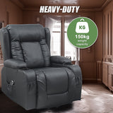 Lift Heated Leather Recliner Electric Massage Chair with USB port - Low Angle