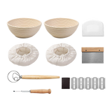 2 x 9 Sourdough Bread Proofing Set Bread Making Kit Round Bowls