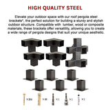 Roof Pergola Gazebo Shed Matte Black Steel Brackets DIY Kits - Extra Image