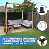 Roof Pergola Gazebo Shed Matte Black Steel Brackets DIY Kits - Rear View