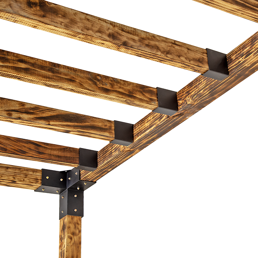 Roof Pergola Gazebo Shed Matte Black Steel Brackets DIY Kits, image 7