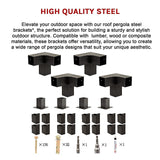 Roof Pergola Gazebo Shed Matte Black Steel Brackets DIY Kits - Extra Image