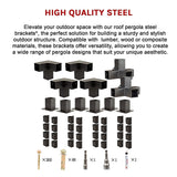 Roof Pergola Gazebo Shed Matte Black Steel Brackets DIY Kits - Extra Image