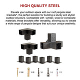Roof Pergola Gazebo Shed Matte Black Steel Brackets DIY Kits - Extra Image