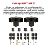 Roof Pergola Gazebo Shed Matte Black Steel Brackets DIY Kits - Extra Image