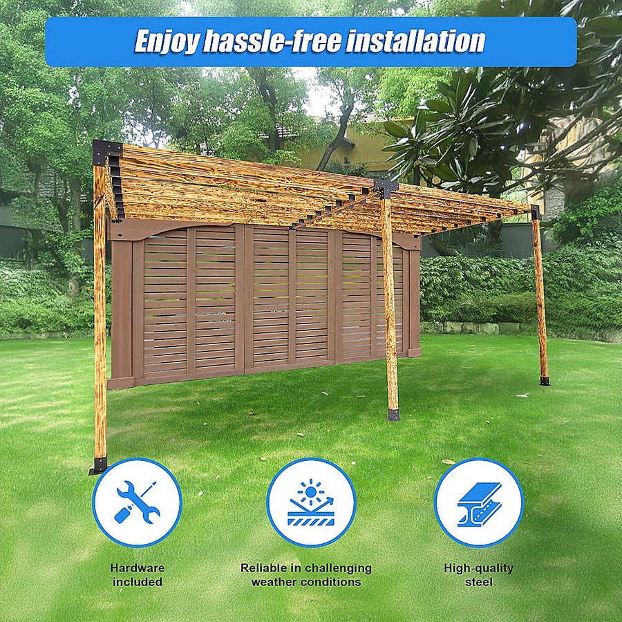 Roof Pergola Gazebo Shed Matte Black Steel Brackets DIY Kits, image 5