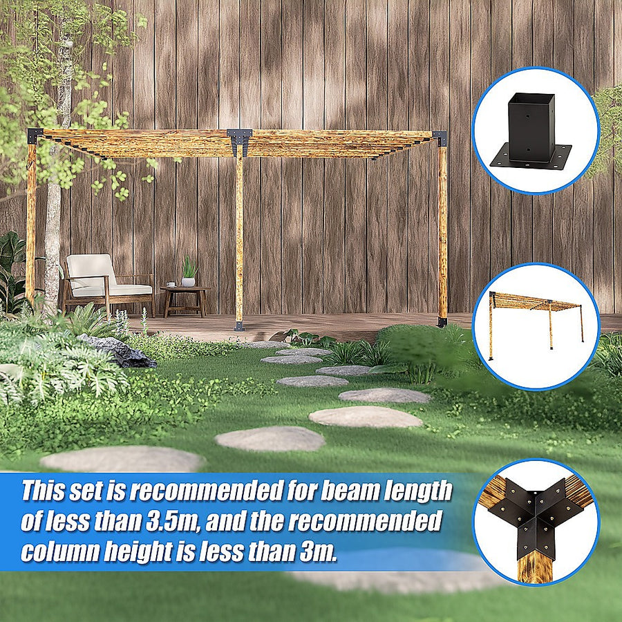 Roof Pergola Gazebo Shed Matte Black Steel Brackets DIY Kits, image 8