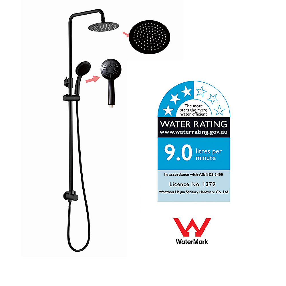 WELS 8 Rain Shower Head Set Rounded Dual Heads Faucet High Pressure Hand Held