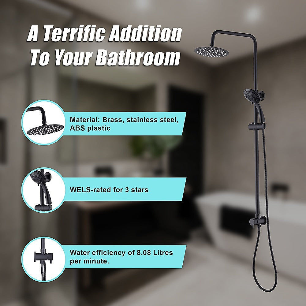 WELS 8 Rain Shower Head Set Rounded Dual Heads Faucet High Pressure Hand Held