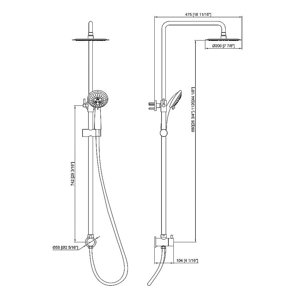 WELS 8 Rain Shower Head Set Rounded Dual Heads Faucet High Pressure Hand Held