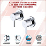 Bathroom Shower Bath Hot and Cold Mixer WATERMARK Certified in Chrome - Side View