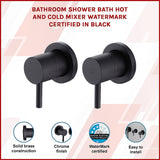 Bathroom Shower Bath Hot and Cold Mixer WATERMARK Certified in Black - Side View