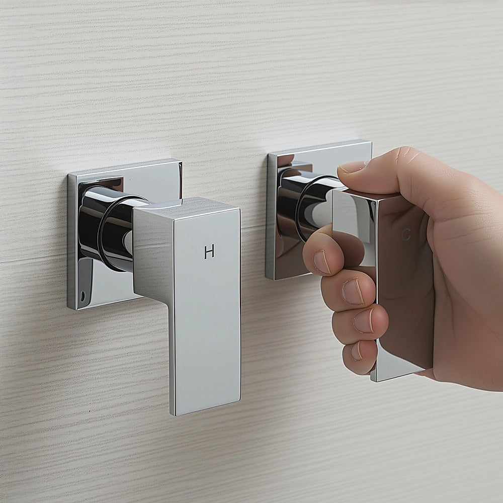Bathroom Shower Bath Hot and Cold Square Mixer WATERMARK Certified in Chrome