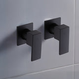Bathroom Shower Bath Hot and Cold Square Mixer WATERMARK Certified in Black - Front View