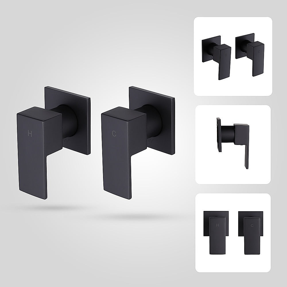 Bathroom Shower Bath Hot and Cold Square Mixer WATERMARK Certified in Black