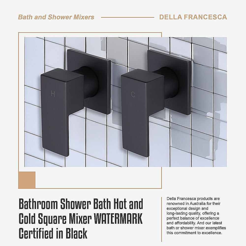 Bathroom Shower Bath Hot and Cold Square Mixer WATERMARK Certified in Black