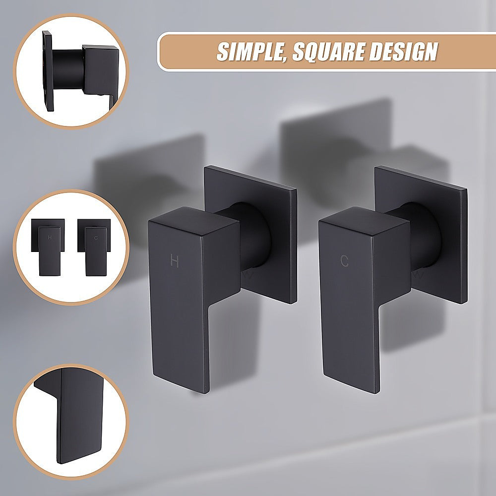 Bathroom Shower Bath Hot and Cold Square Mixer WATERMARK Certified in Black
