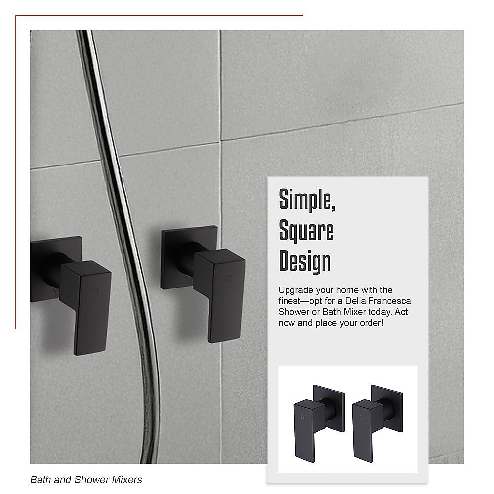 Bathroom Shower Bath Hot and Cold Square Mixer WATERMARK Certified in Black