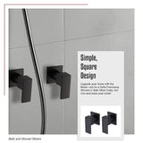 Bathroom Shower Bath Hot and Cold Square Mixer WATERMARK Certified in Black - Extra Image