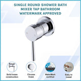Single Round Shower Bath Mixer Tap Bathroom WATERMARK Approved - Side View