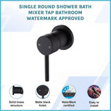 Single Round Shower Bath Mixer Tap Bathroom WATERMARK Approved - Side View