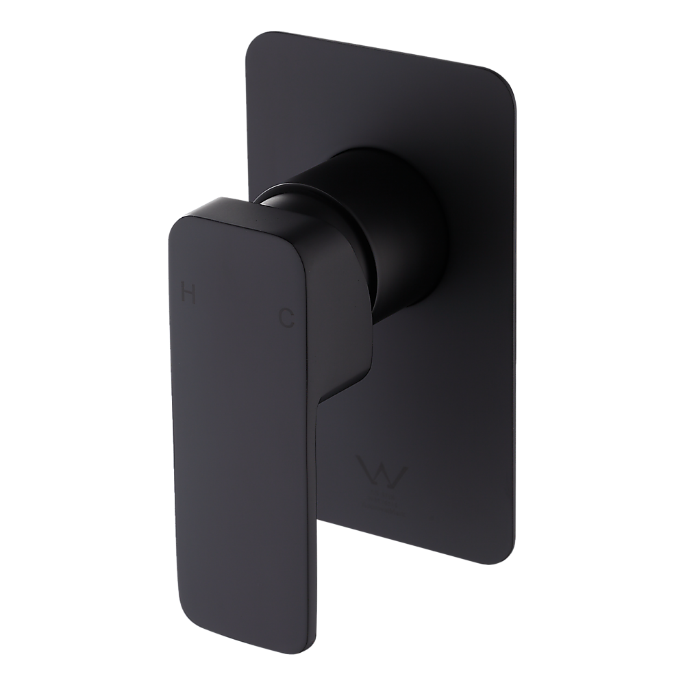 Single Square Shower Bath Mixer Tap Bathroom WATERMARK Approved in Black