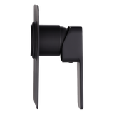 Single Square Shower Bath Mixer Tap Bathroom WATERMARK Approved in Black - Close-Up Angle