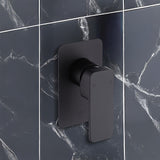 Single Square Shower Bath Mixer Tap Bathroom WATERMARK Approved in Black - Front View