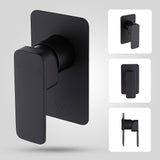 Single Square Shower Bath Mixer Tap Bathroom WATERMARK Approved in Black - Low Angle