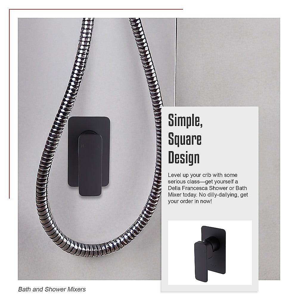 Single Square Shower Bath Mixer Tap Bathroom WATERMARK Approved in Black
