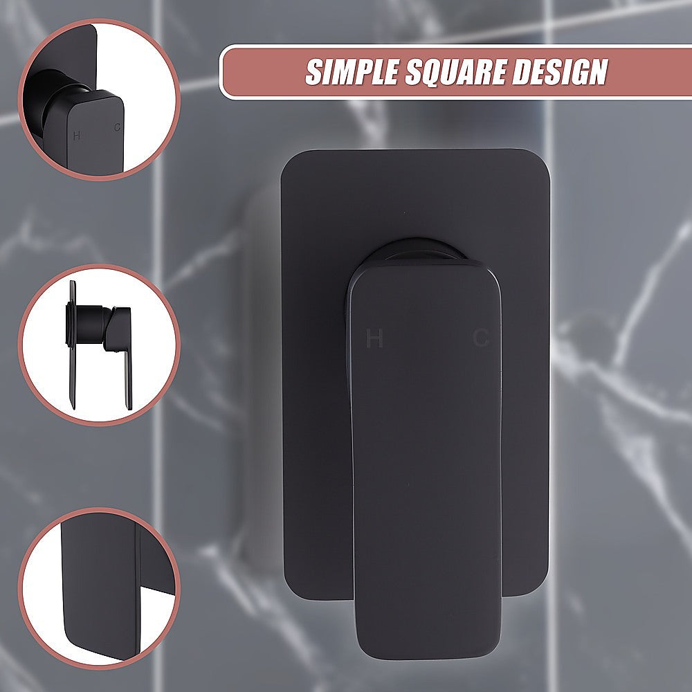 Single Square Shower Bath Mixer Tap Bathroom WATERMARK Approved in Black