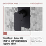 Single Square Shower Bath Mixer Tap Bathroom WATERMARK Approved in Black - Extra Image