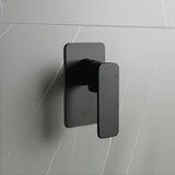 Single Square Shower Bath Mixer Tap Bathroom WATERMARK Approved in Black - Front View
