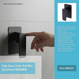 Single Square Shower Bath Mixer Tap Bathroom WATERMARK Approved in Black - Extra Image
