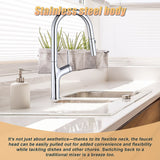 Kitchen Laundry Bathroom Basin Sink Pull Out Mixer Tap Faucet in Chrome - 45-Degree Angle