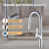 Kitchen Laundry Bathroom Basin Sink Pull Out Mixer Tap Faucet in Chrome - Close-Up Angle