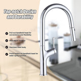Kitchen Laundry Bathroom Basin Sink Pull Out Mixer Tap Faucet in Chrome - Low Angle