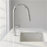 Kitchen Laundry Bathroom Basin Sink Pull Out Mixer Tap Faucet in Chrome - 45-Degree Angle