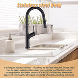 Kitchen Laundry Bathroom Basin Sink Pull Out Mixer Tap Faucet in Black - Rear View