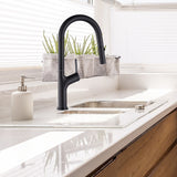 Kitchen Laundry Bathroom Basin Sink Pull Out Mixer Tap Faucet in Black - Low Angle