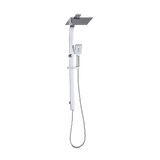 WELS 10 Rain Shower Head Set Square Dual Heads High Pressure with Handheld in Chrome - 45-Degree Angle